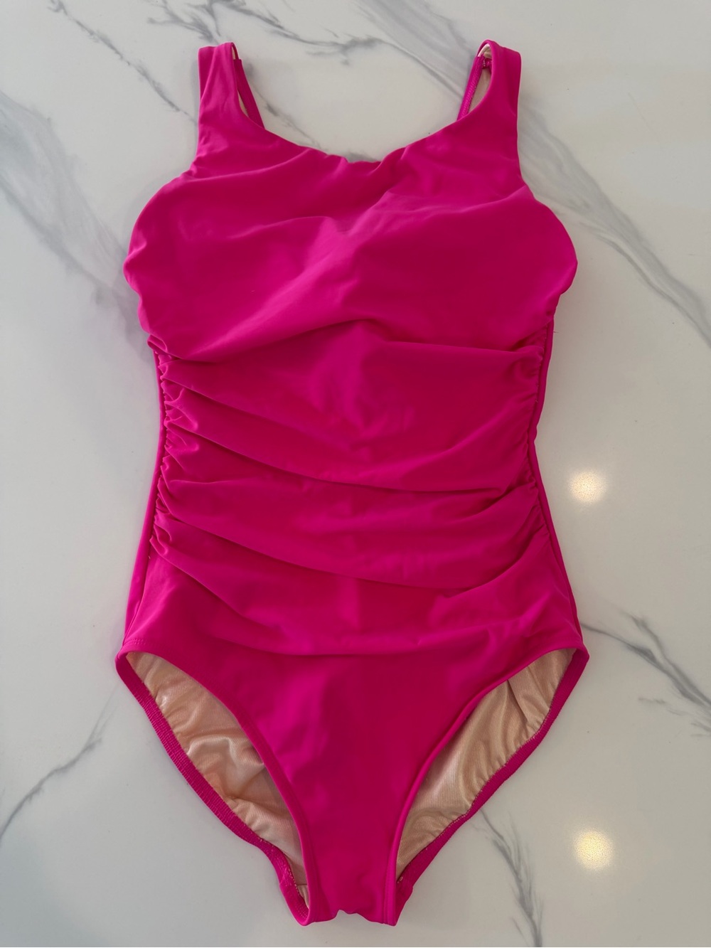 Miraclesuit Hot Pink Ruched One Piece Swimsuit Size 10